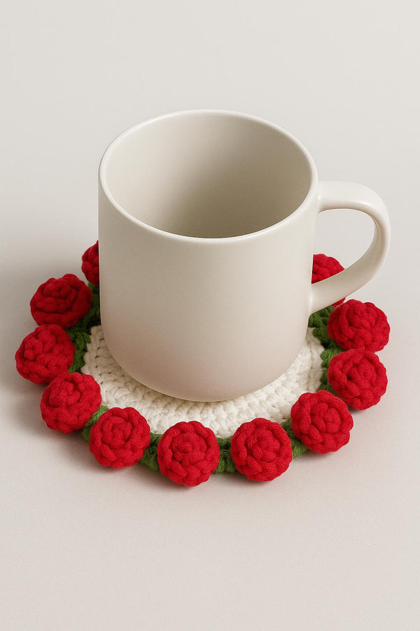Rose Bouquet Coaster Crochet Pattern: Floral Table Decor (PDF)