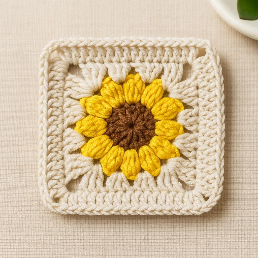 Puffy Flower Crochet Granny Square Motif Pattern (PDF)