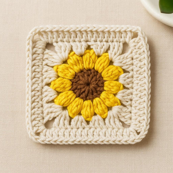 Puffy Flower Crochet Granny Square Motif Pattern (PDF)