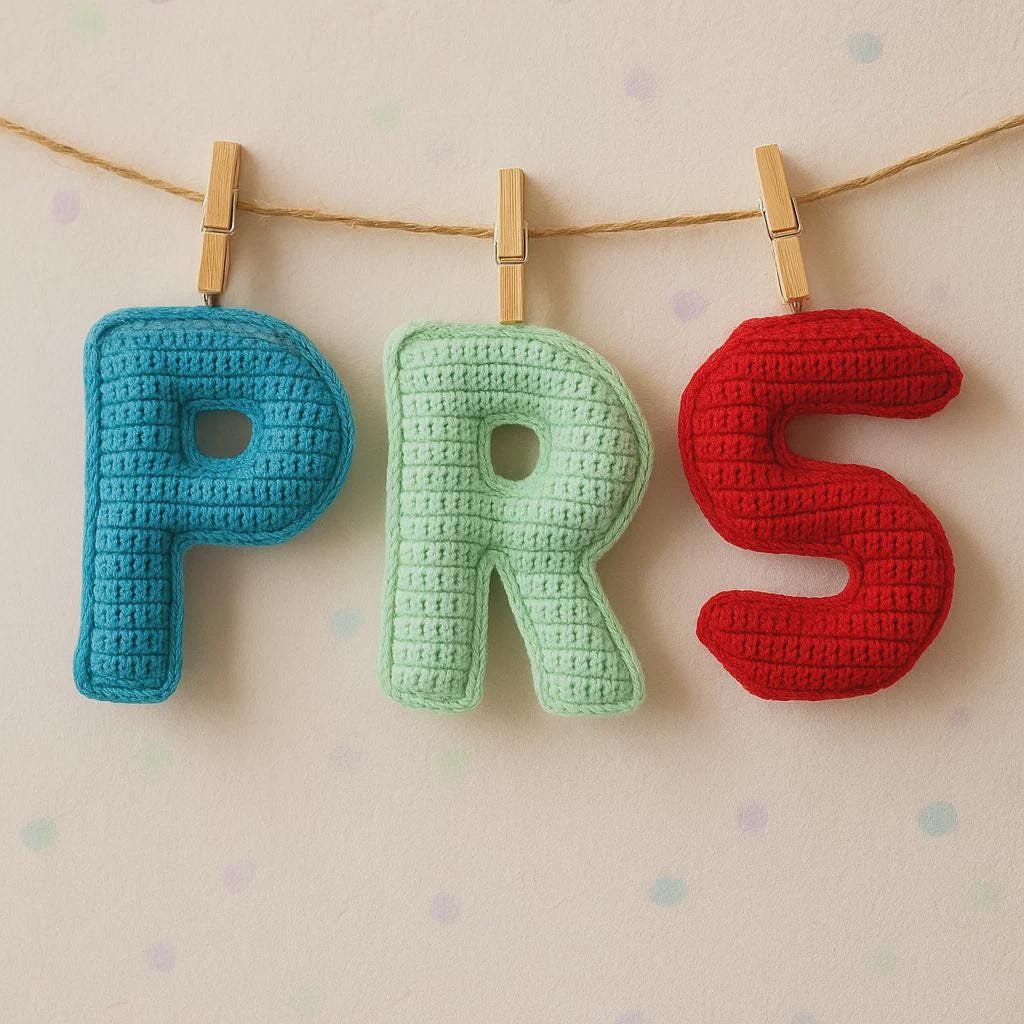 Amigurumi Letter Crochet Pattern Set: P R S Alphabet (PDF Pattern)
