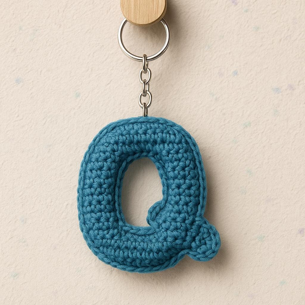 Amigurumi Letter Q Crochet Pattern PDF : Stuffed 3D Alphabet Keychain