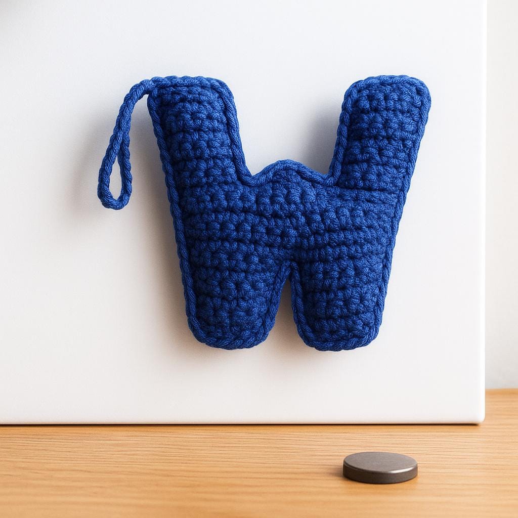 Amigurumi Letter W Crochet Pattern PDF – 3D Alphabet Keychain