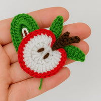 Crochet Apple Hair Clip Pattern PDF :  Fruit Hair Accessory Tutorial