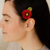 Poppy Flower Hair Clip Crochet Pattern PDF : Easy  Snap Hair Accessory
