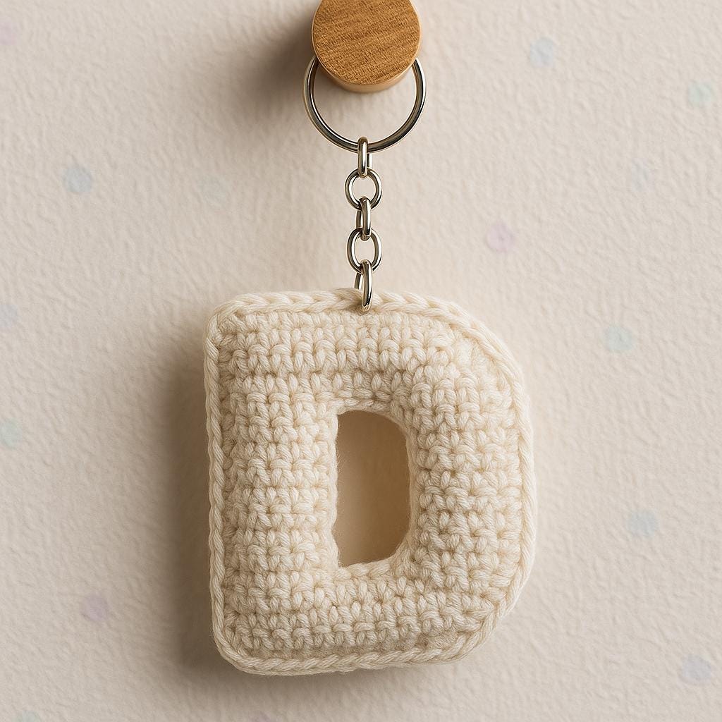 Amigurumi Letter D Crochet Pattern PDF :Alphabet Keychain or Magnet