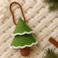 Crochet Christmas Tree Pattern with Snowy Edge and Trunk – 3D Tree Ornament, Gift Holder