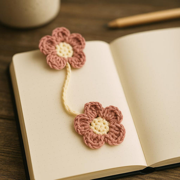 Flower Bookmark Crochet Pattern : Two-Flower Page Marker PDF