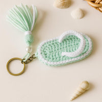 Crochet Flip-Flop Keychain Pattern PDF : Mini Sandal Keychain, Summer Beach Bag Charm