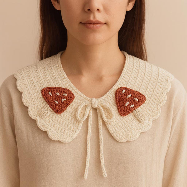 Crochet Mushroom Collar Pattern PDF : Detachable Girl Neck Accessory, No Abbreviations