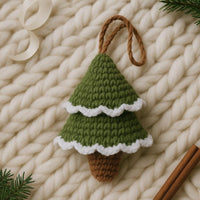 Crochet Christmas Tree Pattern with Snowy Edge and Trunk – 3D Tree Ornament, Gift Holder