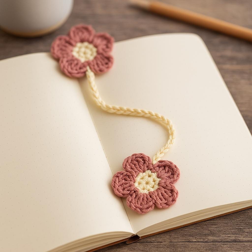 Flower Bookmark Crochet Pattern : Two-Flower Page Marker PDF