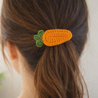 Bunny & Carrot Hair Clip Set : Crochet Appliqué PDF Pattern + Ribbon-Covered Snap Clip (Digital Download)