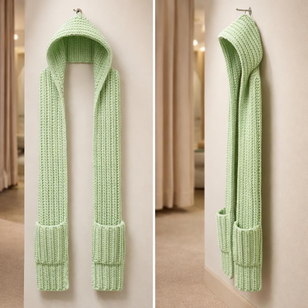 Hooded Scarf with Pockets Crochet Pattern PDF: Cozy Winter Woodland Hooded
