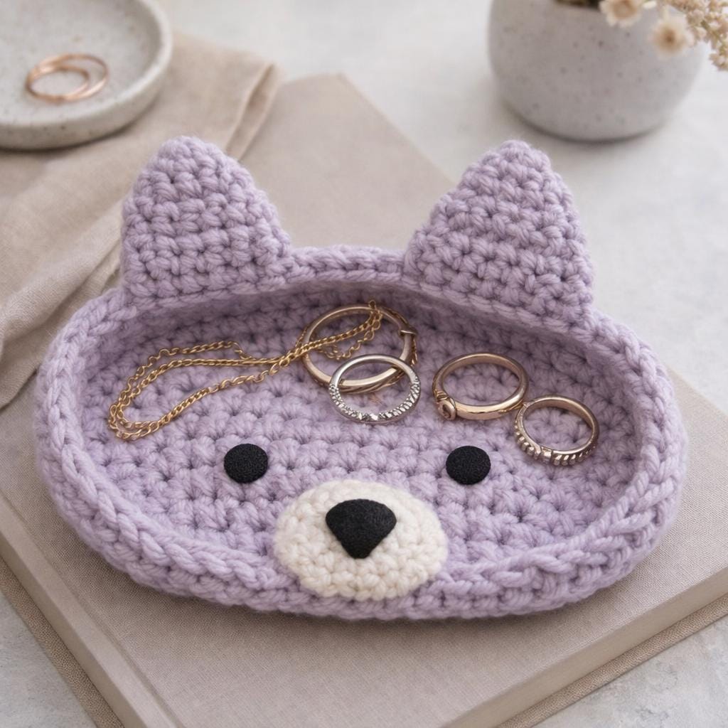 Dog Cat Glasses Holder Crochet Pattern PDF: Accessory  Holder, Oval Base
