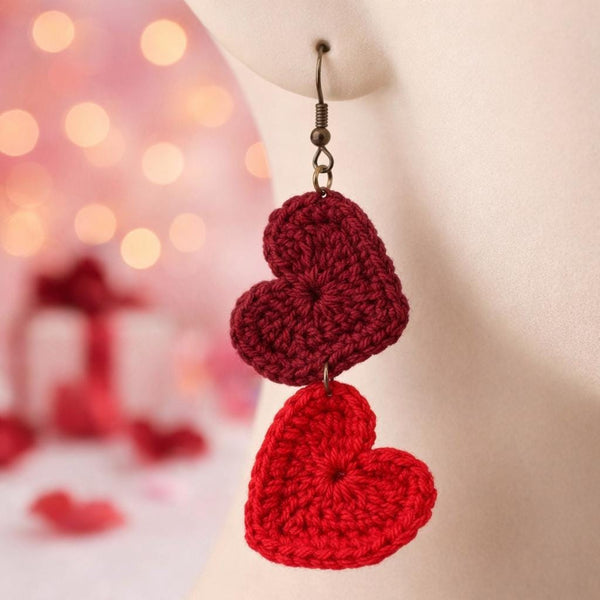 Crochet Heart Earrings Pattern PDF: Valentine Heart