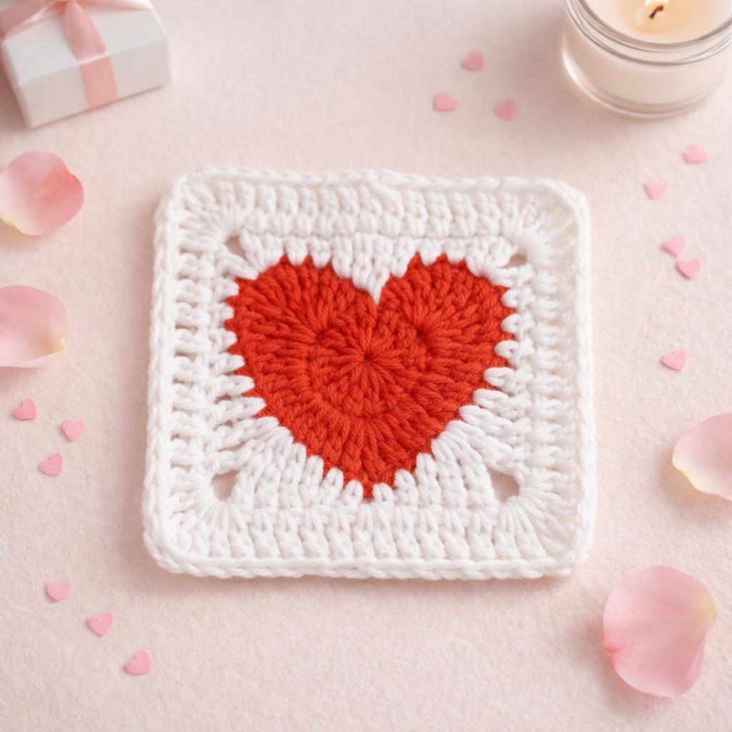 Heart in a Square Crochet Pattern PDF: Heart Motif Coaster