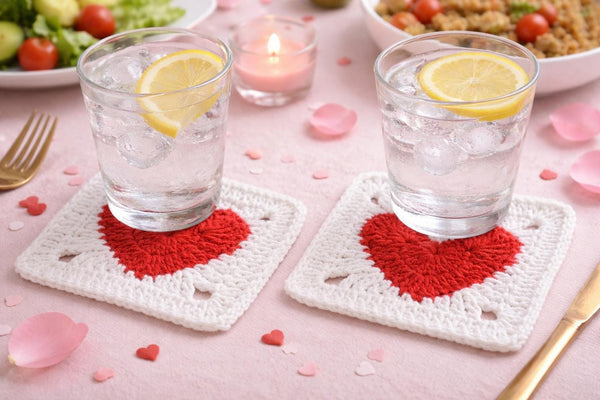 Heart in a Square Crochet Pattern PDF: Heart Motif Coaster
