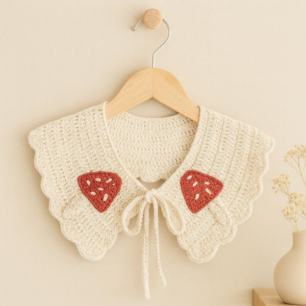 Crochet Mushroom Collar Pattern PDF : Detachable Girl Neck Accessory, No Abbreviations