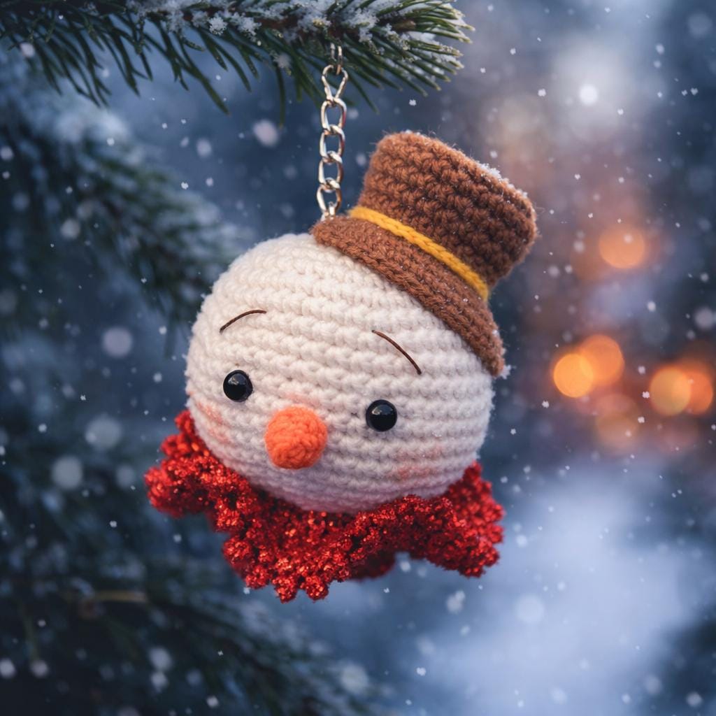 Crochet Snowman Amigurumi Pattern PDF: Snowman Key, Christmas Winter Decor, Digital Download