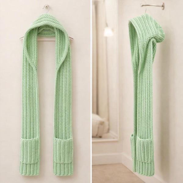 Hooded Scarf with Pockets Crochet Pattern PDF: Cozy Winter Woodland Hooded