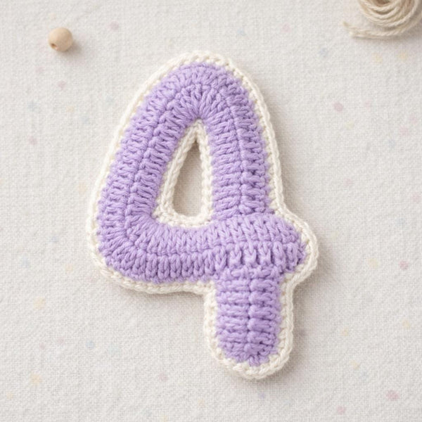 Crochet Number 4 Pattern PDF : Amigurumi Digit Four , Birthday Garland Number