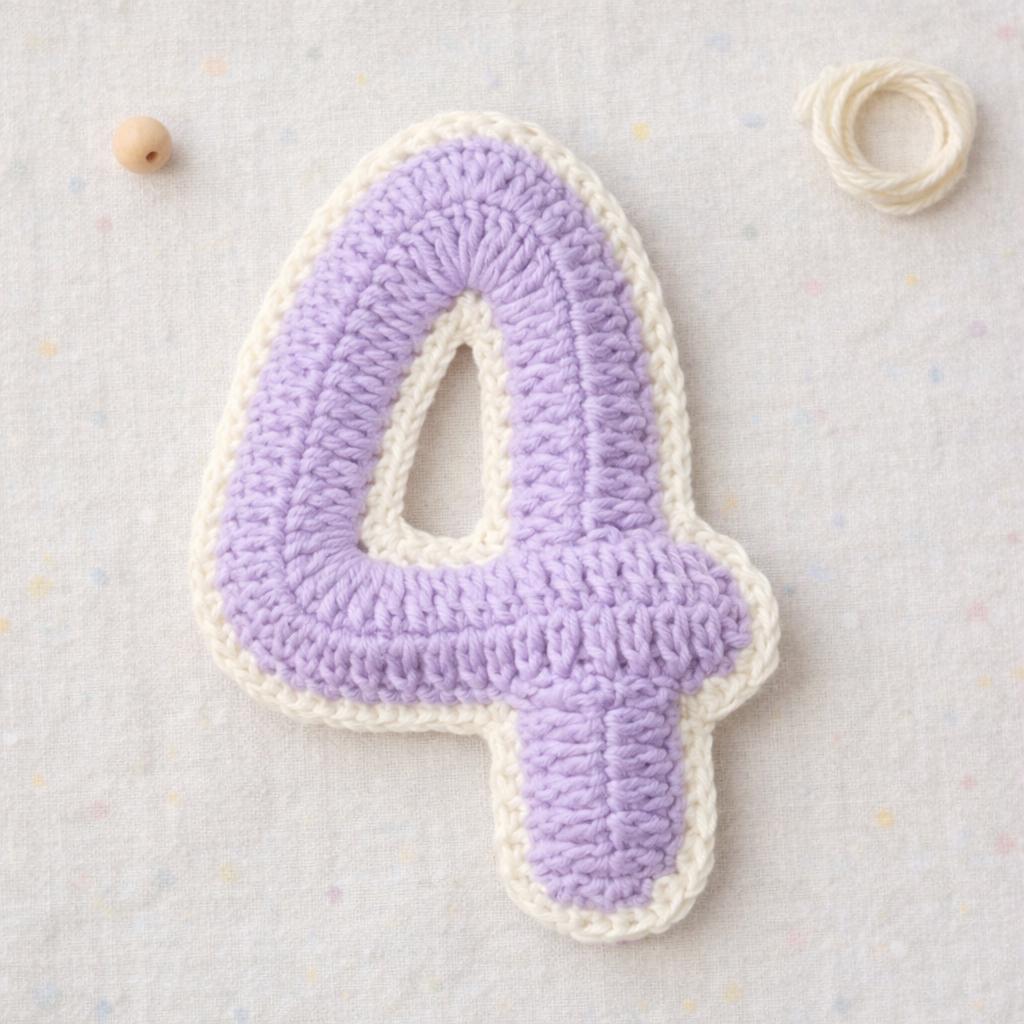 Crochet Number 4 Pattern PDF : Amigurumi Digit Four , Birthday Garland Number