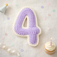 Crochet Number 4 Pattern PDF : Amigurumi Digit Four , Birthday Garland Number