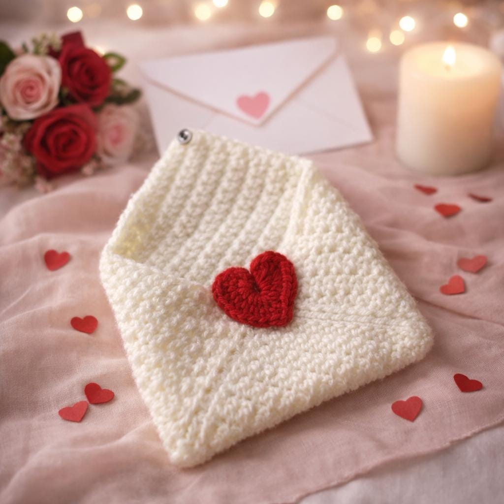 Love Letter Crochet Pattern PDF: Envelope Pouch, Single Crochet Rectangle