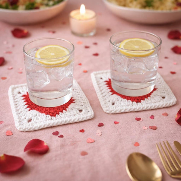 Heart in a Square Crochet Pattern PDF: Heart Motif Coaster