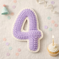 Crochet Number 4 Pattern PDF : Amigurumi Digit Four , Birthday Garland Number
