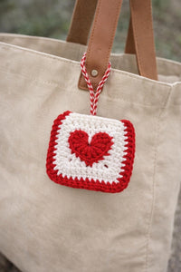 Crochet Heart Bag Charm Pattern PDF: AirPods Case,  Valentine Accessory