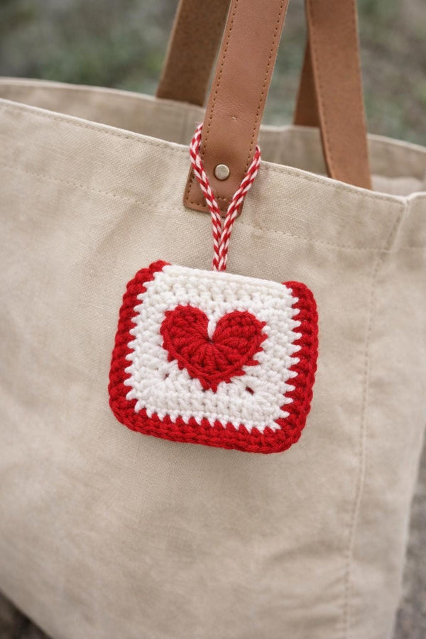 Crochet Heart Bag Charm Pattern PDF: AirPods Case,  Valentine Accessory