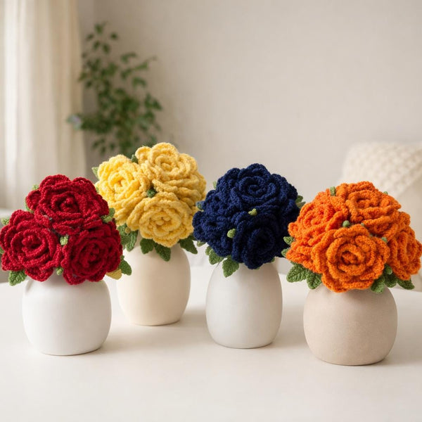 Rose Crochet Pattern PDF: Bouquet Flower DIY, Step by Step Instructions