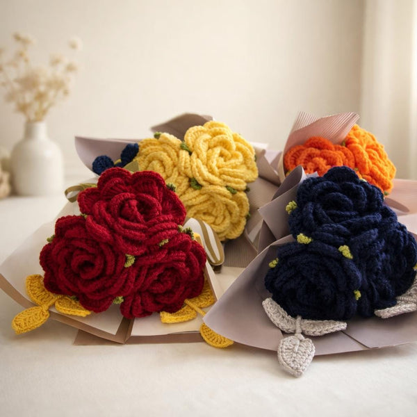 Rose Crochet Pattern PDF: Bouquet Flower DIY, Step by Step Instructions