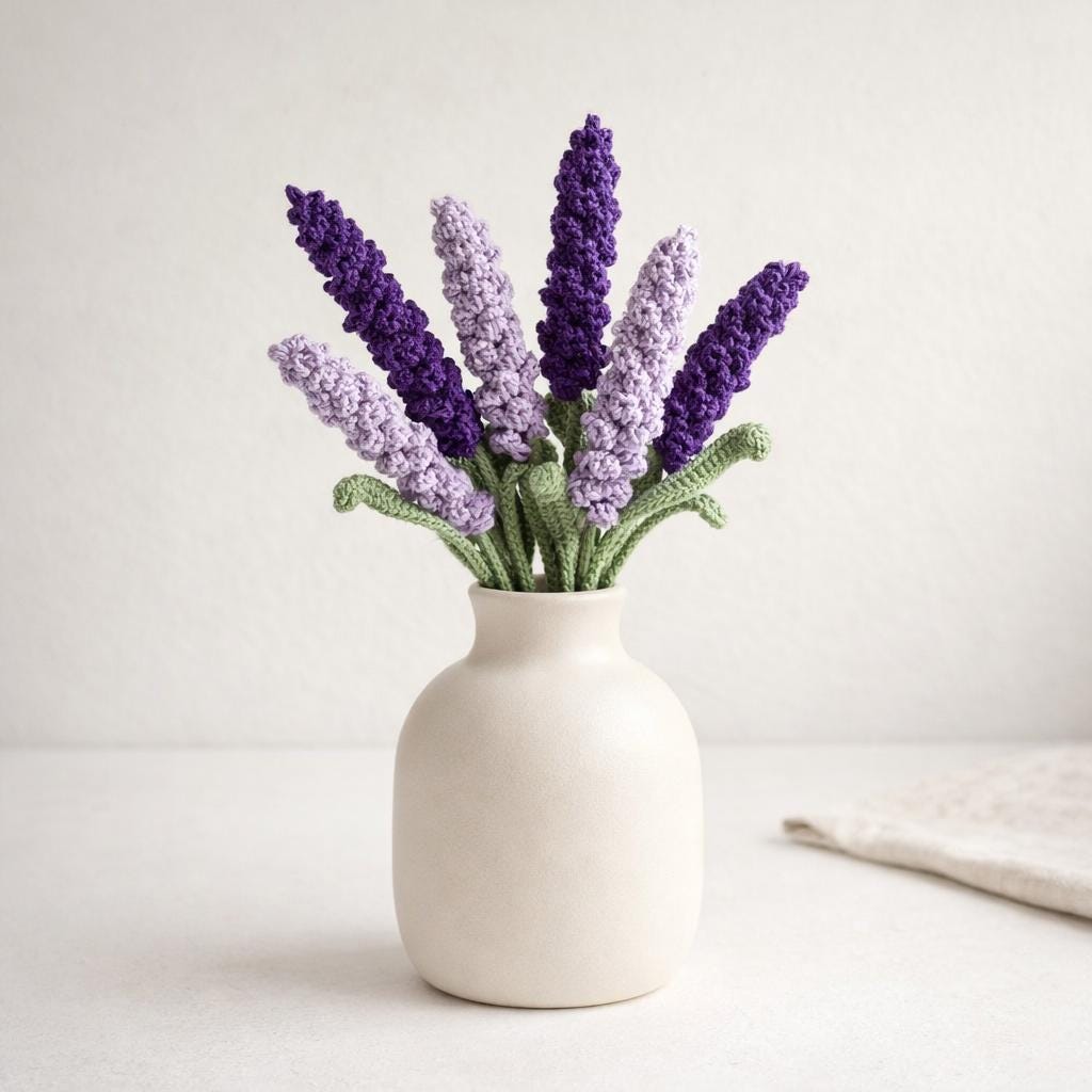 Crochet Lavender Flower Tutorial: Crochet Floral Decor, Instant PDF Download