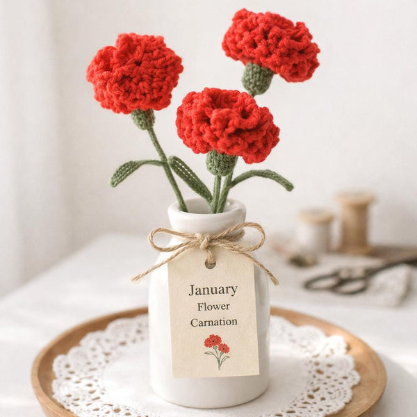 Carnation Crochet Pattern PDF: Birth Flower, Bouquet Flower Tutorial, Instant Download