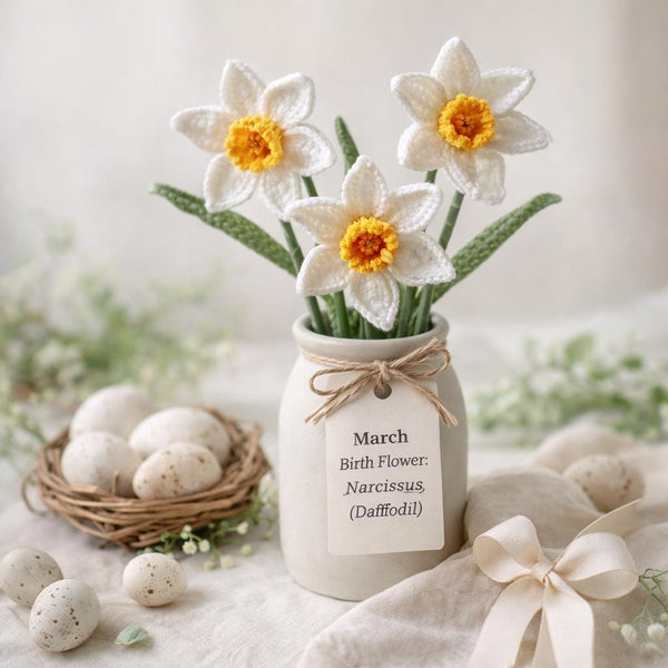 Crochet Daffodil Pattern PDF: March Birth Flower, Narcissus ,  Spring Crochet, Digital Download