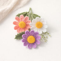Daisy Crochet Pattern, Wired Stem & Leaf, Bouquet Flower Tutorial, Realistic Crochet, Instant PDF Download
