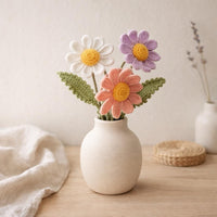 Daisy Crochet Pattern, Wired Stem & Leaf, Bouquet Flower Tutorial, Realistic Crochet, Instant PDF Download