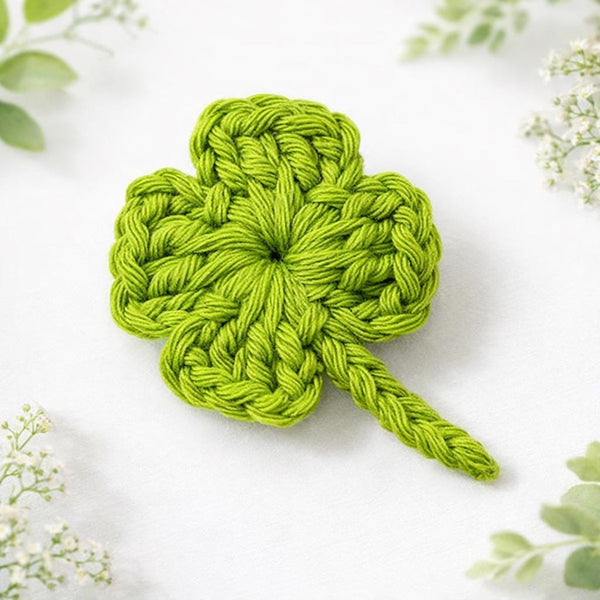 Crochet Four Leaf Clover Pattern: Easy Applique, Bookmark (PDF Download),  St Patricks Day