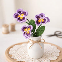 African Violet Crochet Pattern: Wire-Supported Flower & Leaves, Bouquet Ready Floral Tutorial, Instant PDF Download