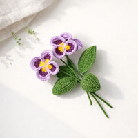 African Violet Crochet Pattern: Wire-Supported Flower & Leaves, Bouquet Ready Floral Tutorial, Instant PDF Download
