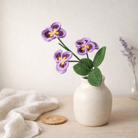 African Violet Crochet Pattern: Wire-Supported Flower & Leaves, Bouquet Ready Floral Tutorial, Instant PDF Download
