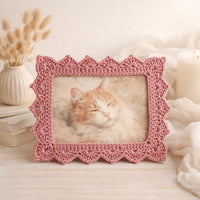 Crochet Rectangular Photo Frame Pattern, Picot Wave Border Tutorial (PDF Download)